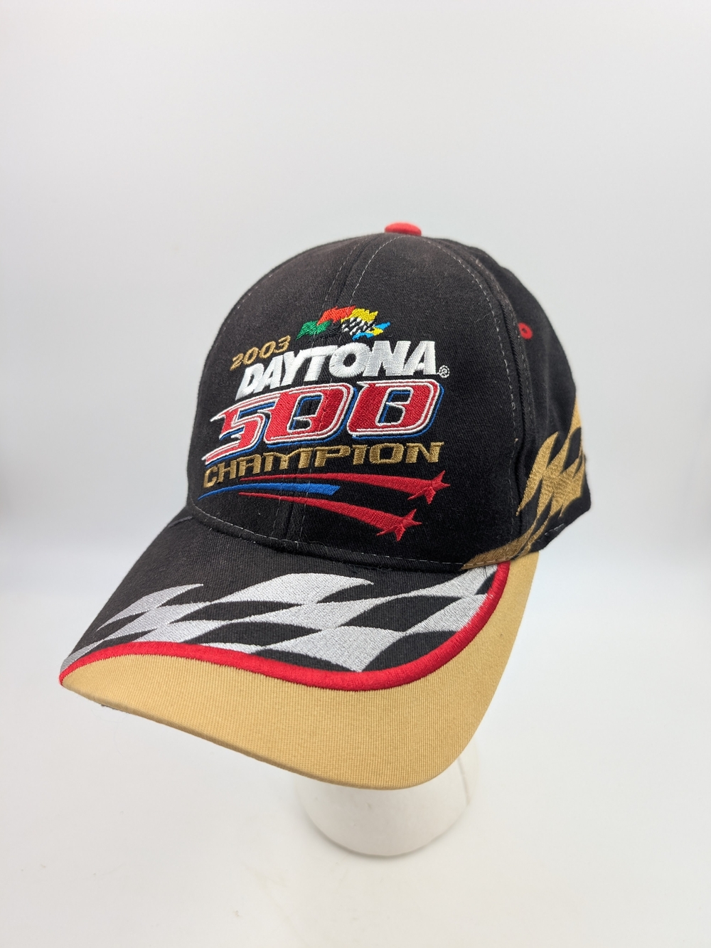 Daytona 500 Champion Embroidered Black & Tan Racing Cap